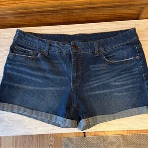 Time and Tru Dark Blue Rolled Hem Denim Shorts